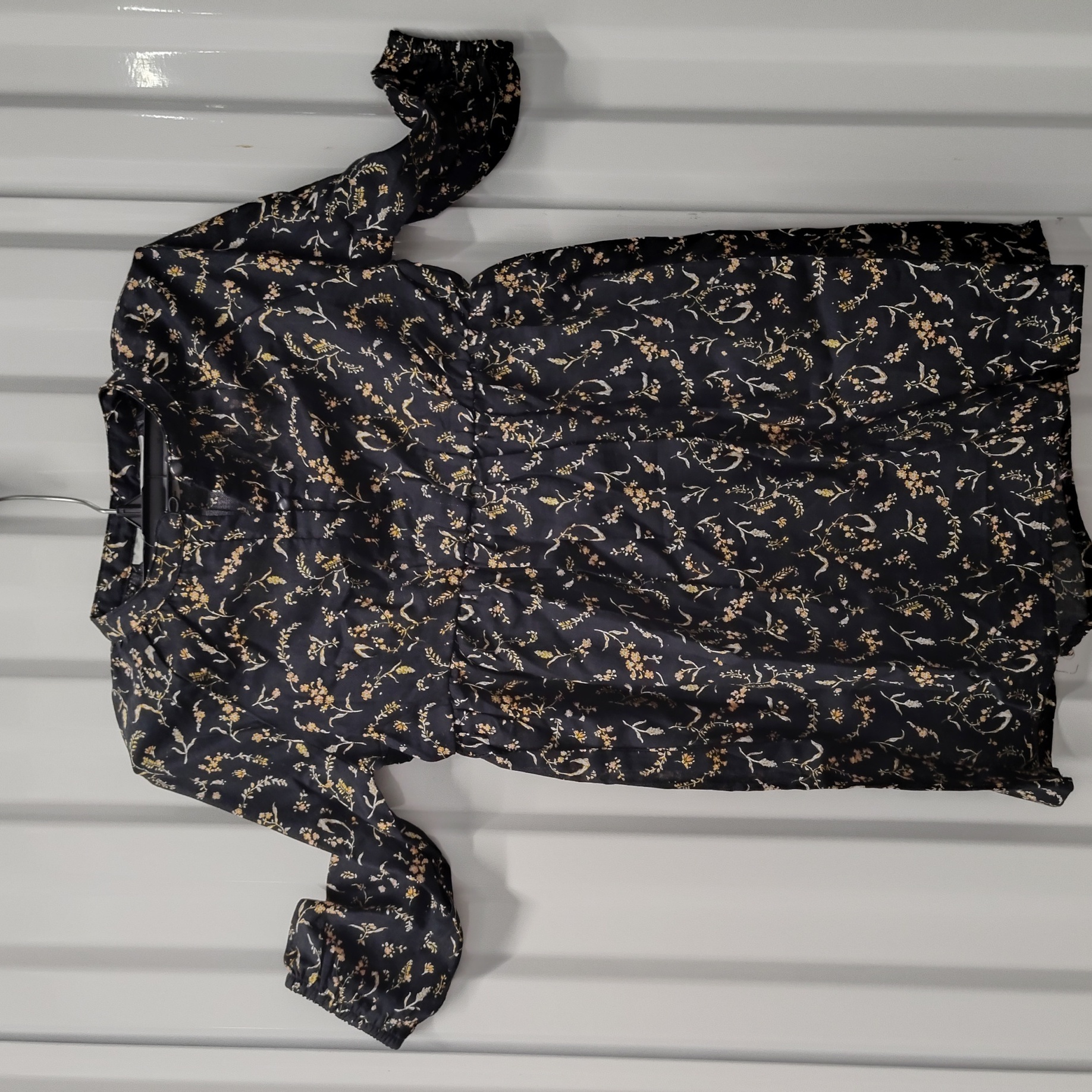 H & M Girl's 2t New Lil Henley Prairie Dress. 100% Cotton, Wheat On Black